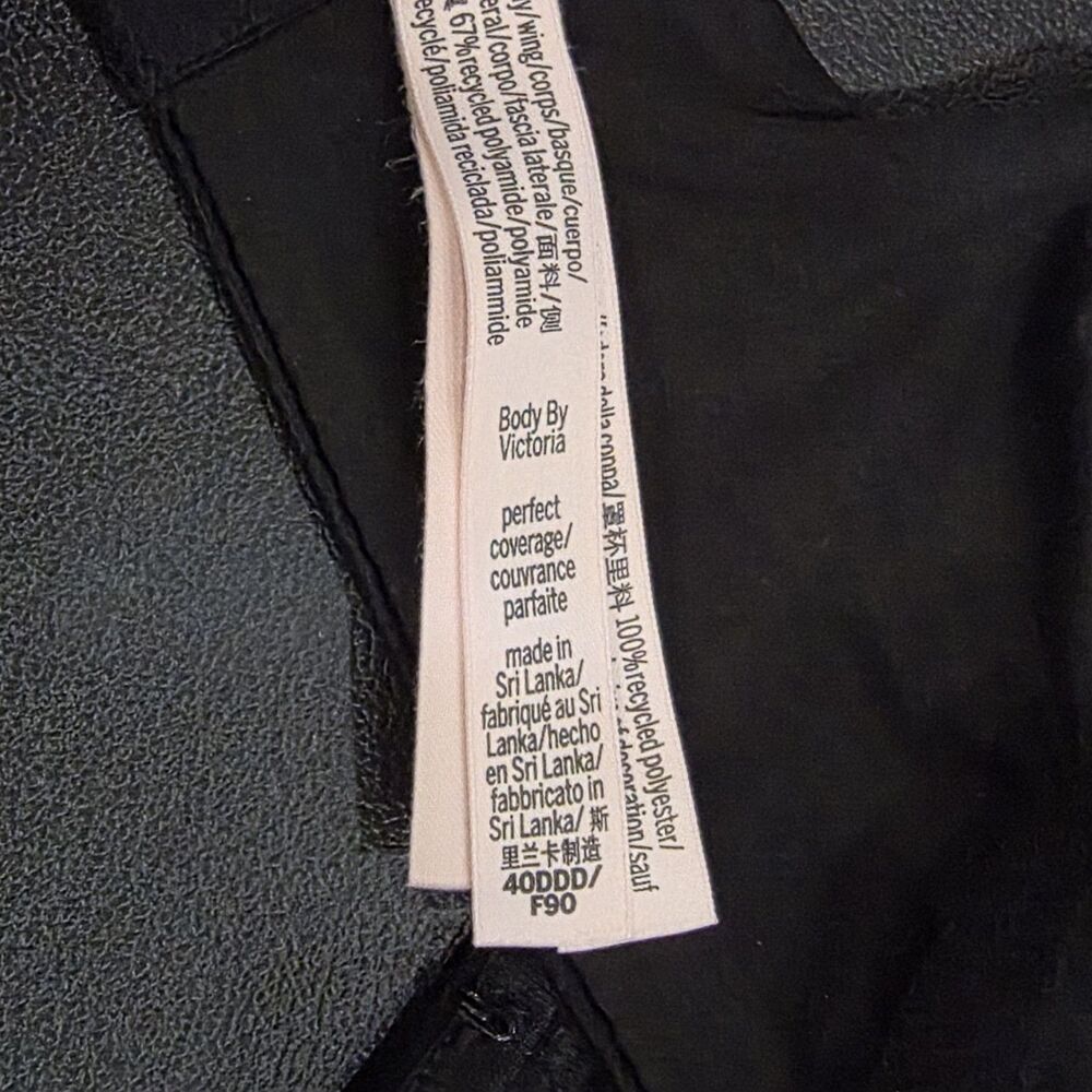 Victoria's Secret Body By Victoria Perfect Coverage Bra Black Size 40DDD/F90 - Picture 10 of 11